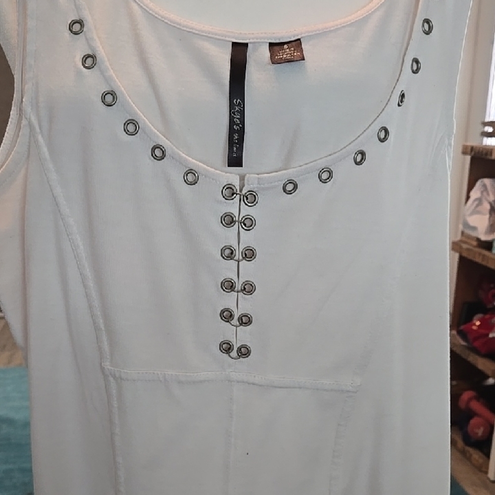 Skye's the Limit Ivory Tank with Metal Eyelets